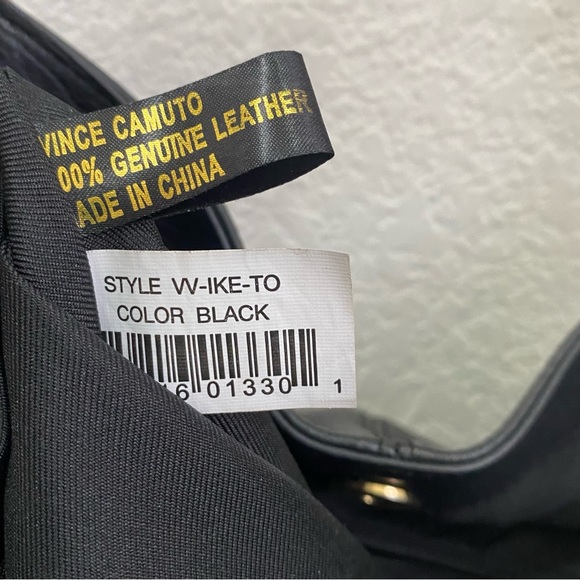VINCE CAMUTO “IKE” Black Soft Pebbled Leather Tote Double Handle Shoulder Bag - Picture 13 of 15